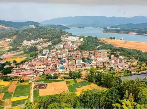 六蓝水库下的独田老村，溃坝前后对比图片